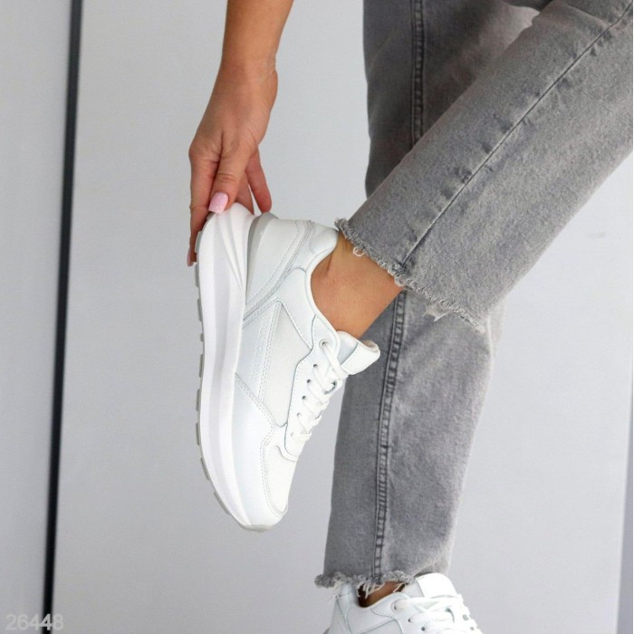 Кросівки жіночі натуральна шкіра/текстиль білі 36,37,38,39,40,41р