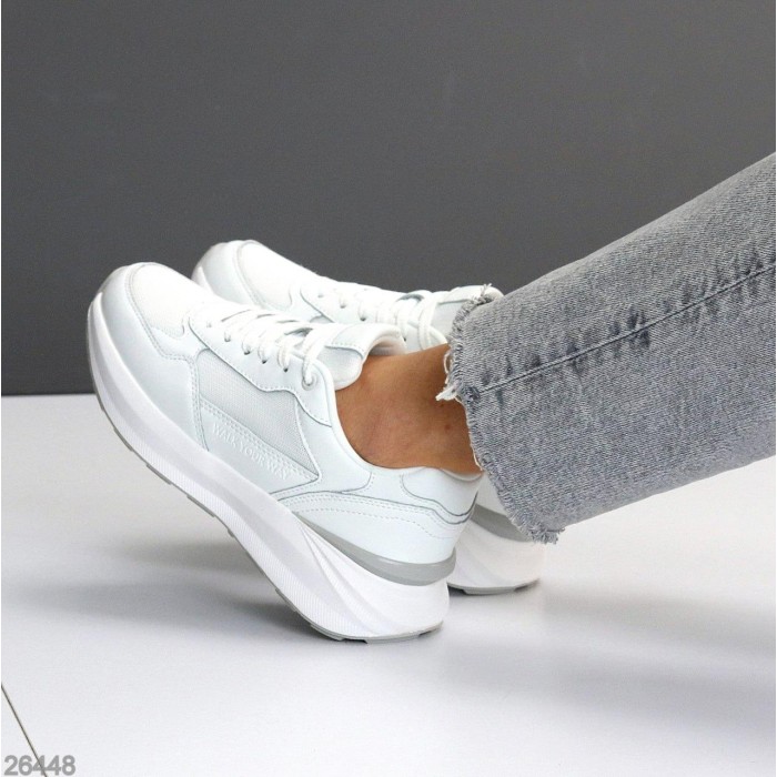 Кросівки жіночі натуральна шкіра/текстиль білі 36,37,38,39,40,41р