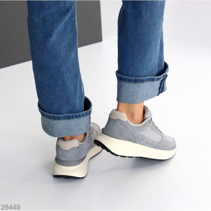 Кросівки жіночі натуральна-замша/текстиль сірі 36,37,39,40,41р