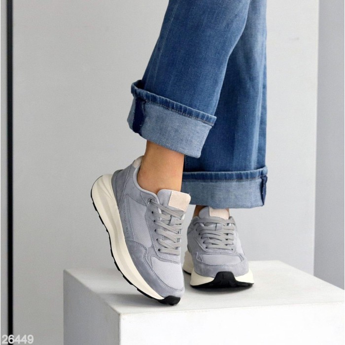 Кросівки жіночі натуральна-замша/текстиль сірі 36,37,39,40,41р