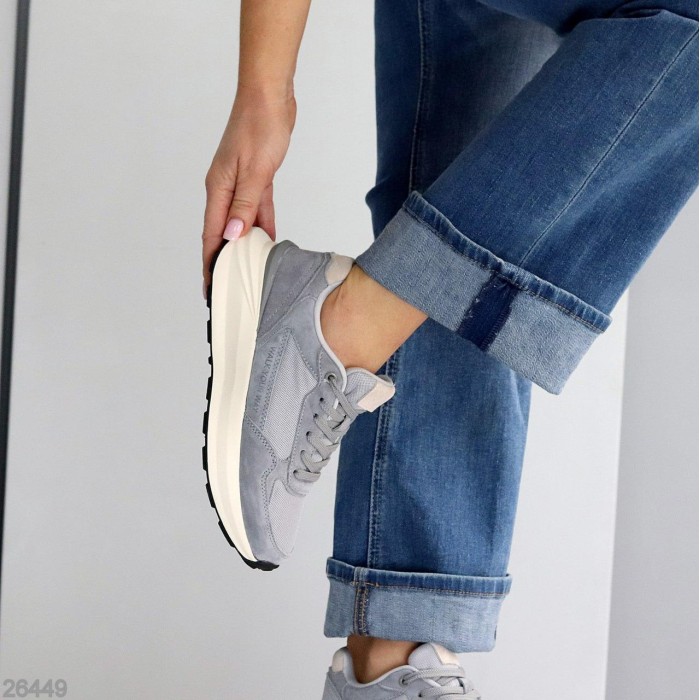 Кросівки жіночі натуральна-замша/текстиль сірі 36,37,39,40,41р