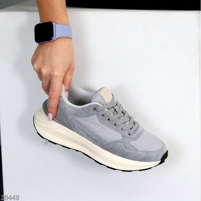 Кросівки жіночі натуральна-замша/текстиль сірі 36,37,39,40,41р