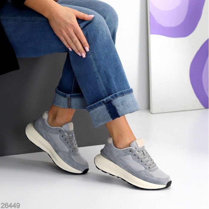 Кросівки жіночі натуральна-замша/текстиль сірі 36,37,39,40,41р