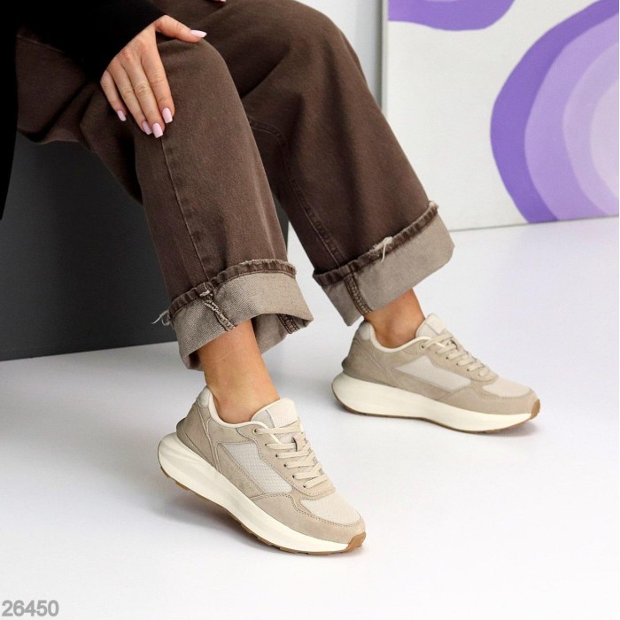 Кросівки жіночі натуральна-замша/текстиль колір-беж 36,39,40,41р