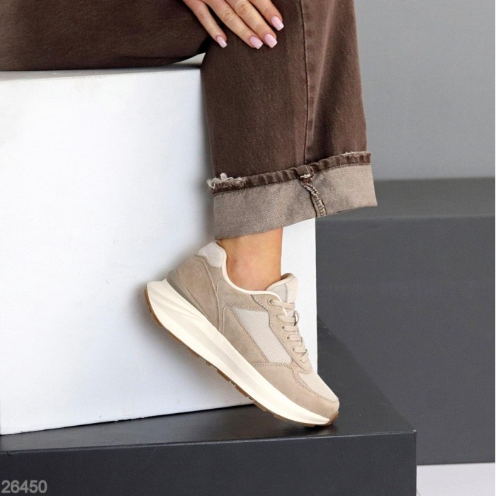 Кросівки жіночі натуральна-замша/текстиль колір-беж 36,39,40,41р