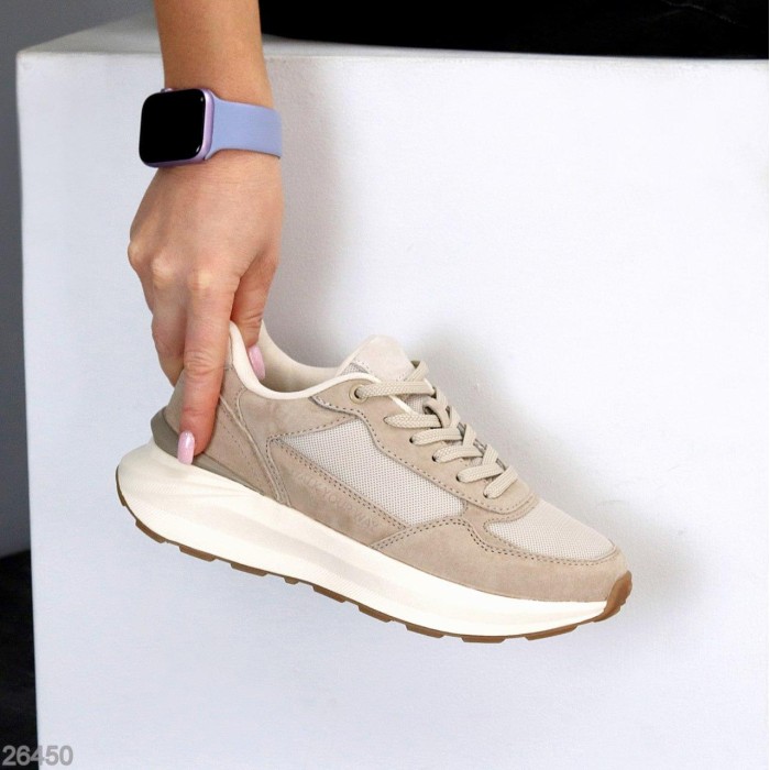 Кросівки жіночі натуральна-замша/текстиль колір-беж 36,39,40,41р