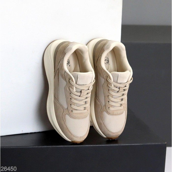 Кросівки жіночі натуральна-замша/текстиль колір-беж 36,39,40,41р