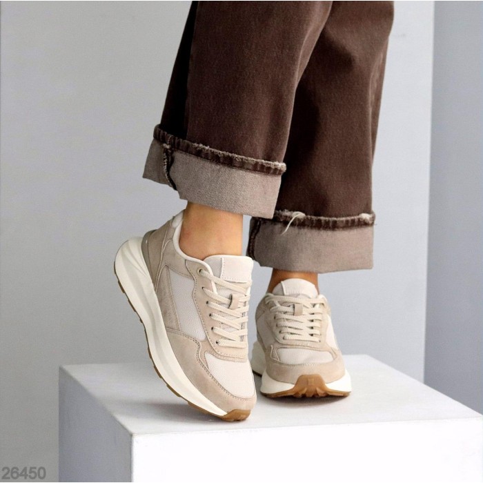 Кросівки жіночі натуральна-замша/текстиль колір-беж 36,39,40,41р