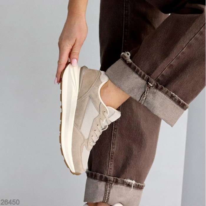 Кросівки жіночі натуральна-замша/текстиль колір-беж 36,39,40,41р