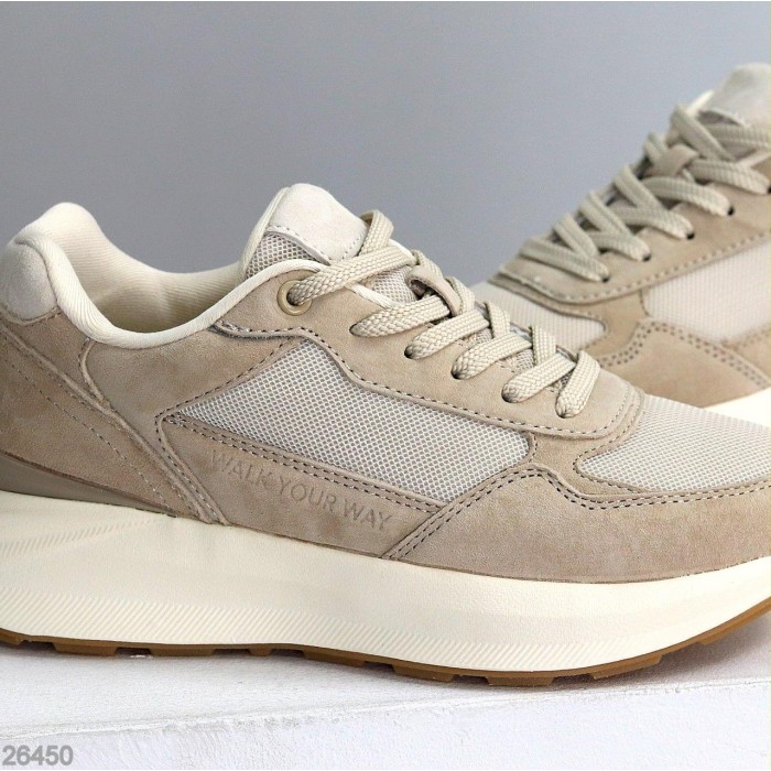 Кросівки жіночі натуральна-замша/текстиль колір-беж 36,39,40,41р