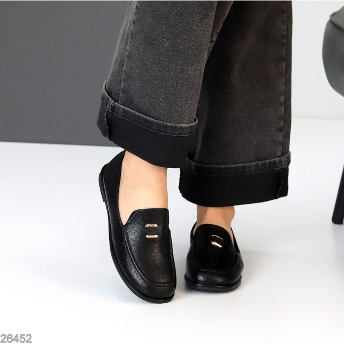 Мокасини жіночі еко-шкіра чорні 36,37,38,39,40,41р