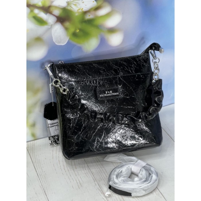 Сумка жіноча 3 відділення натуральна шкіра Червона лак