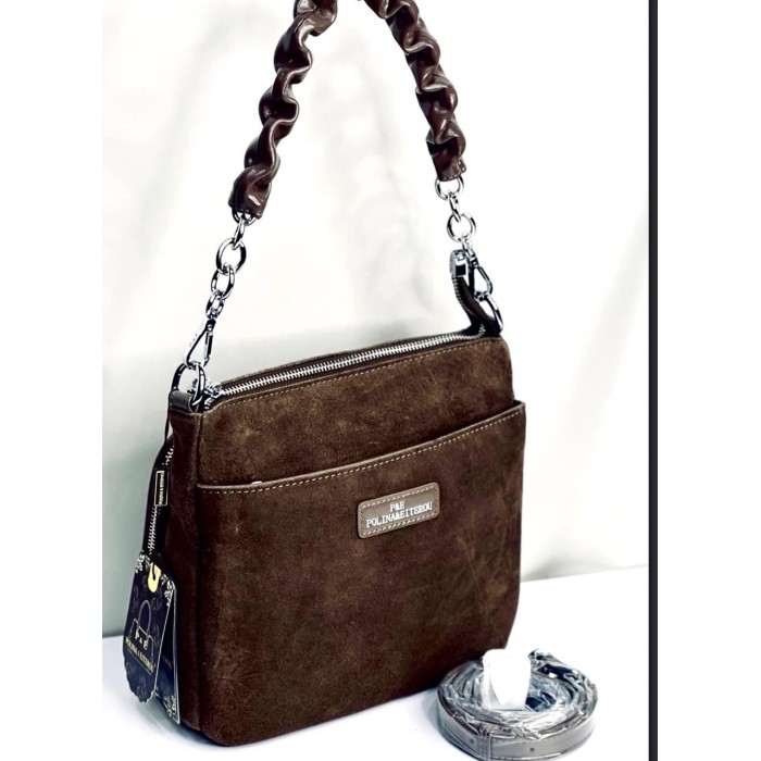 Сумка жіноча 3 відділення натуральна шкіра Червона лак