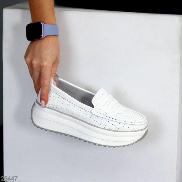 Лофери жіночі натуральна шкіра білі 36,38,39,40,41р
