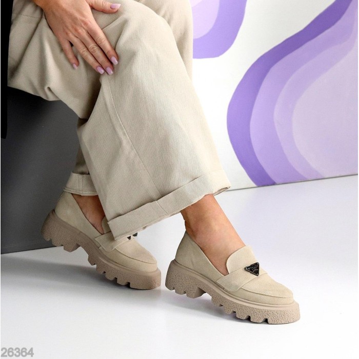 Лофери жіночі натуральна замша беж 37,38,40р