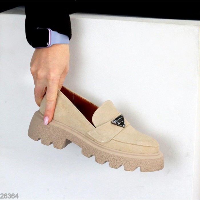 Лофери жіночі натуральна замша беж 37,38,40р