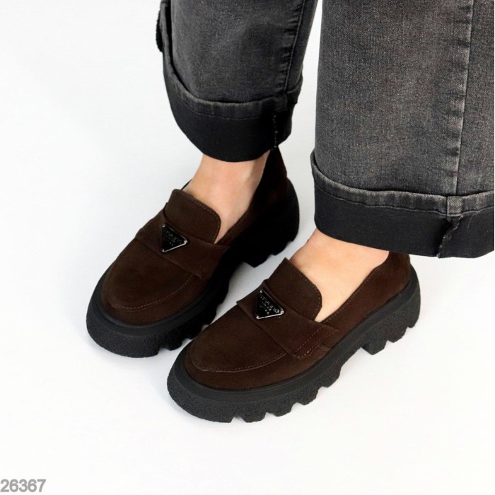 Лофери жіночі натуральна замша колір-шоколад 36,39,40р