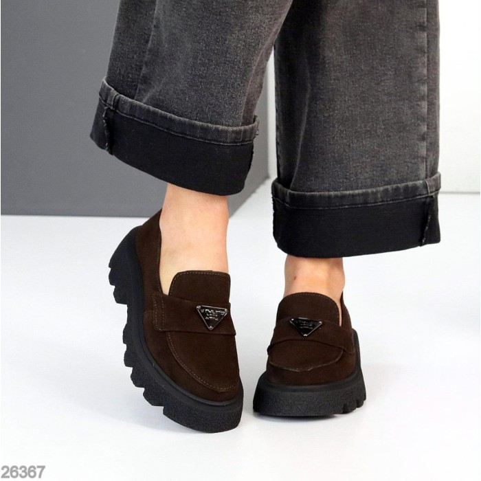 Лофери жіночі натуральна замша колір-шоколад 36,39,40р