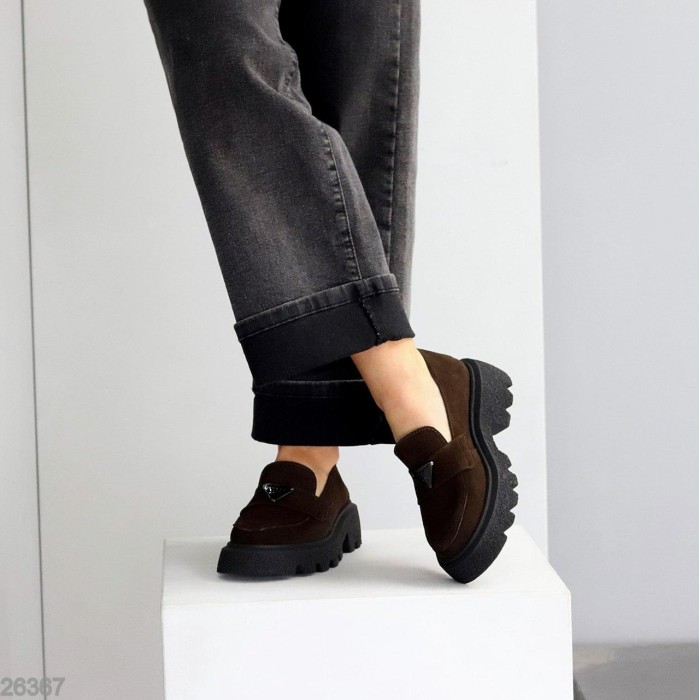 Лофери жіночі натуральна замша колір-шоколад 36,39,40р