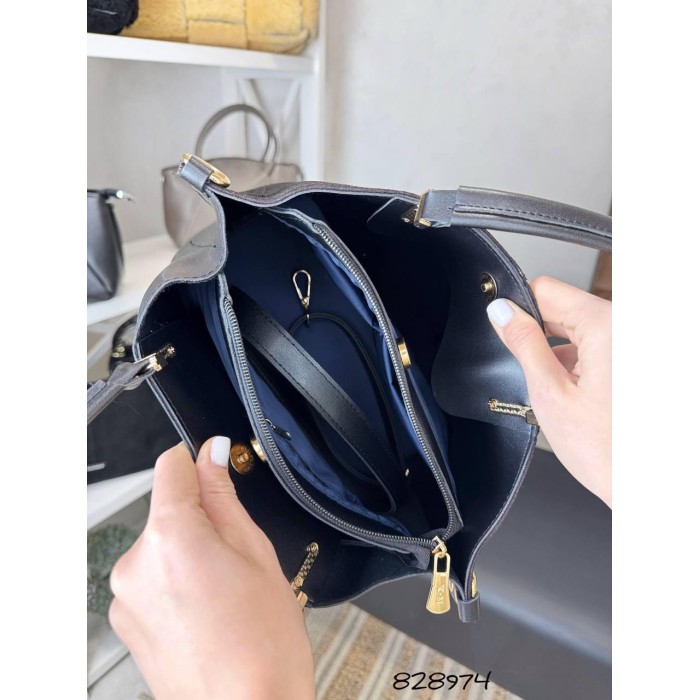 Сумка жіноча 3 відділи екошкіра/натуральна замша колір: Чорний