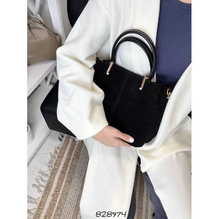 Сумка жіноча 3 відділи екошкіра/натуральна замша колір: Чорний