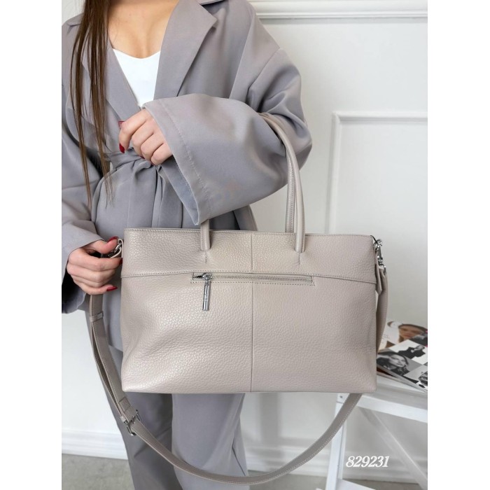 Сумка жіноча Polina на змійці натуральна шкіра колір: Беж