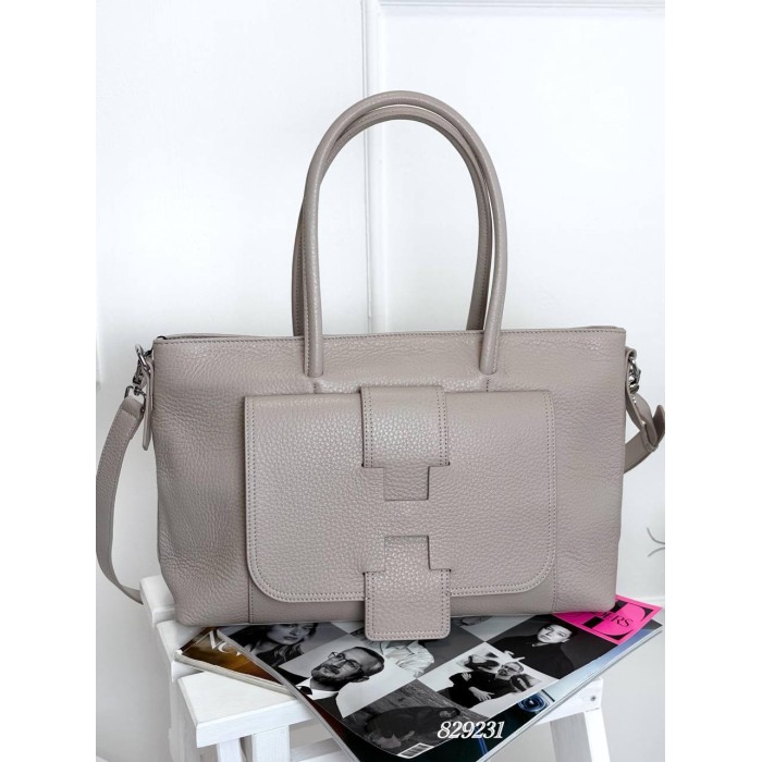 Сумка жіноча Polina на змійці натуральна шкіра колір: Беж