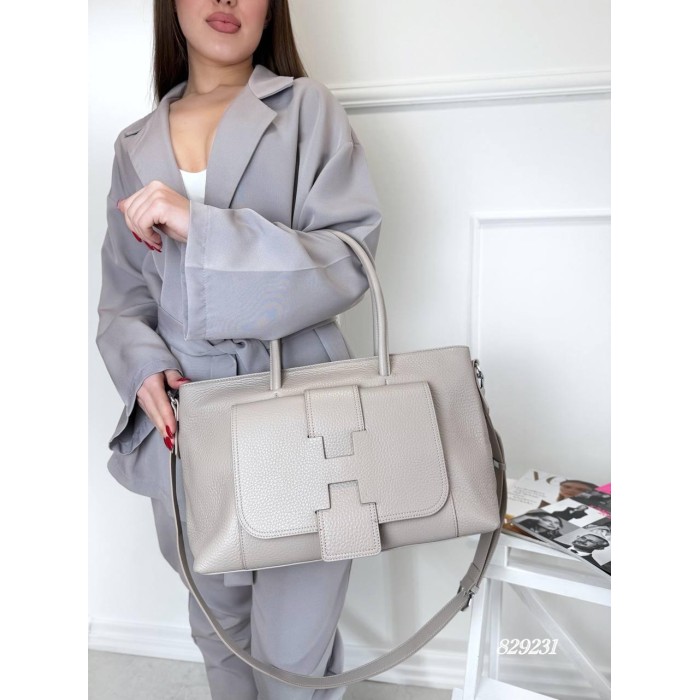 Сумка жіноча Polina на змійці натуральна шкіра колір: Беж