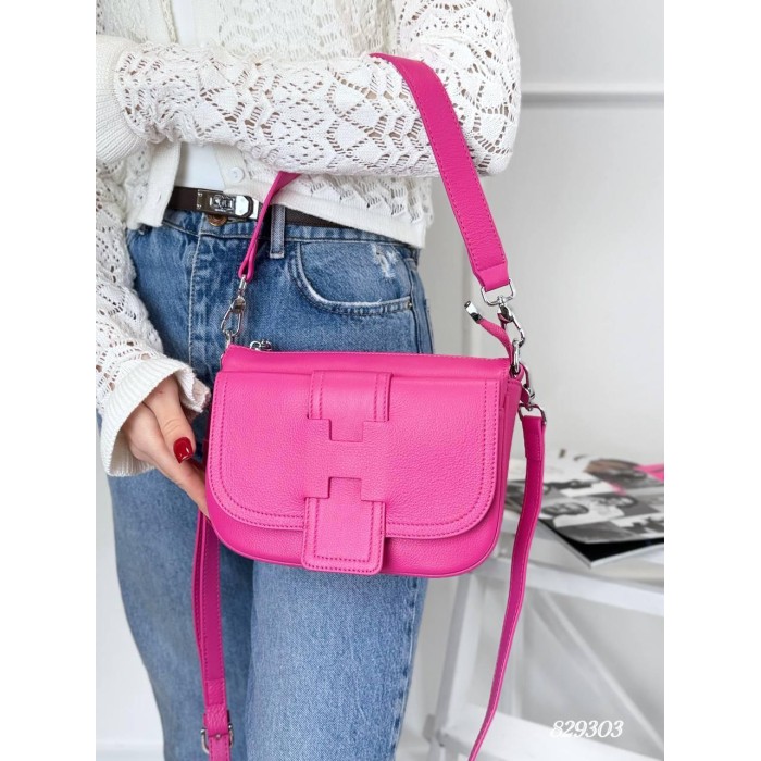 Сумка жіноча 3 відділення з натуральної шкіра колір: Чорна, Малина, Беж, Поморанчевий