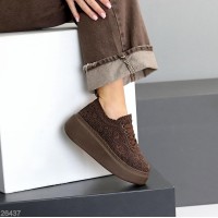 Кеды женские текстиль цвет-шоколад на 39р