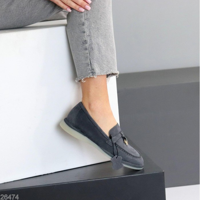 Лофери жіночі натуральна замша колір-сірий 36,37,38,39,41р