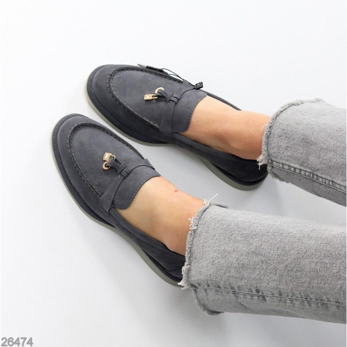 Лофери жіночі натуральна замша колір-сірий 36,37,38,39,41р