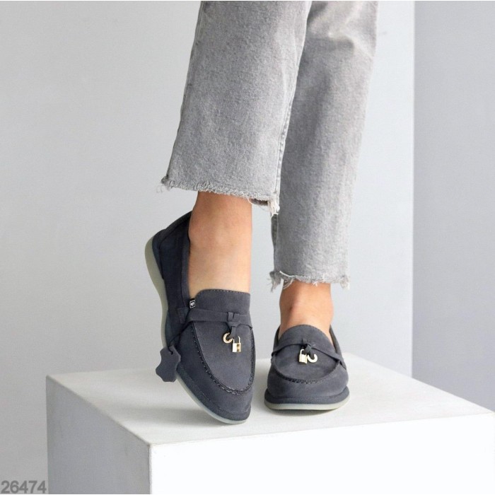 Лофери жіночі натуральна замша колір-сірий 36,37,38,39,41р