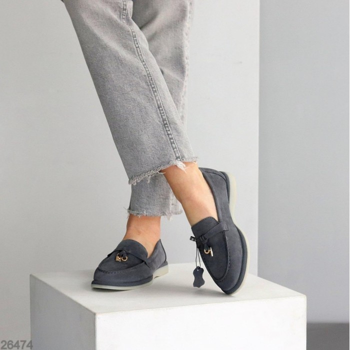 Лофери жіночі натуральна замша колір-сірий 36,37,38,39,41р