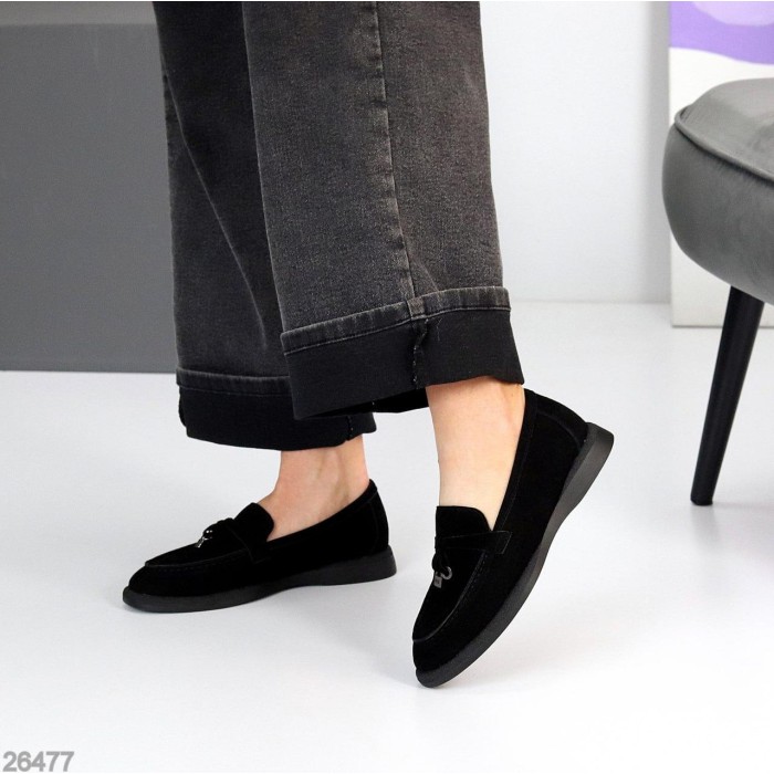 Лофери жіночі натуральна замша чорні 36,37,38,39,40,41р