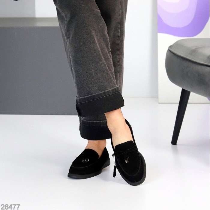 Лофери жіночі натуральна замша чорні 36,37,38,39,40,41р