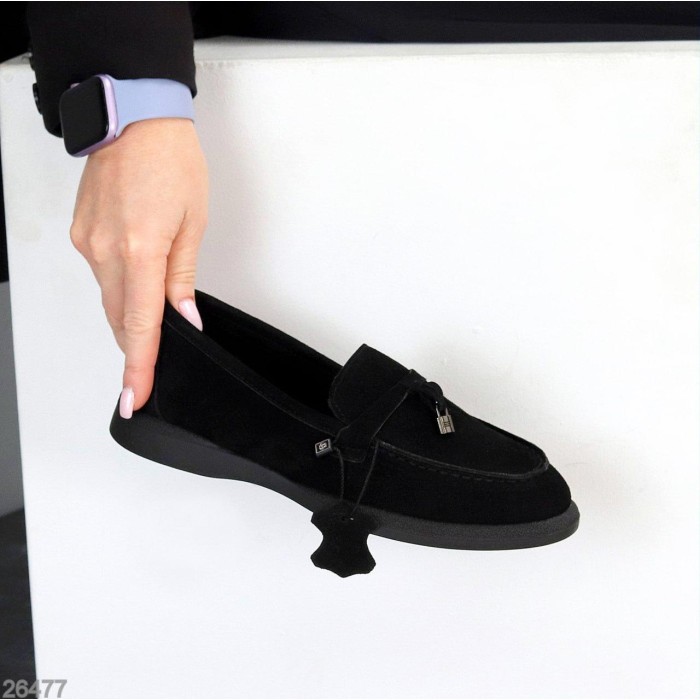 Лофери жіночі натуральна замша чорні 36,37,38,39,40,41р