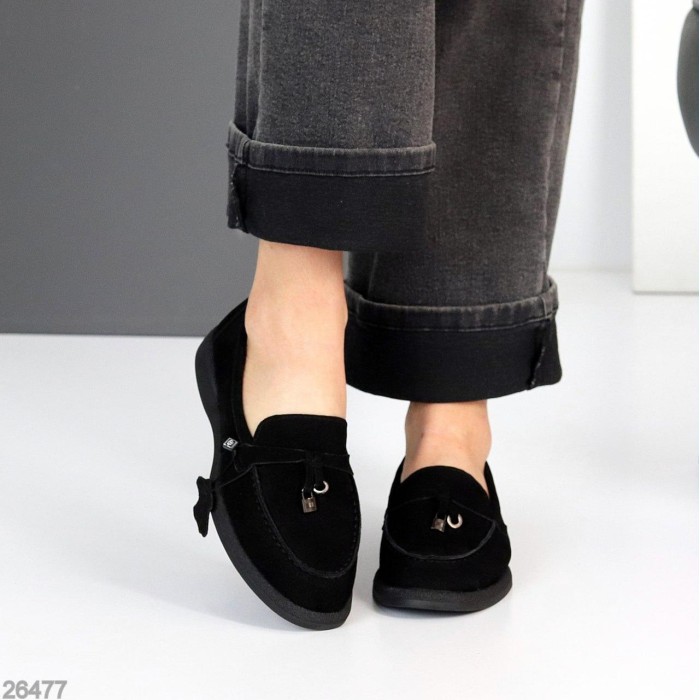 Лофери жіночі натуральна замша чорні 36,37,38,39,40,41р