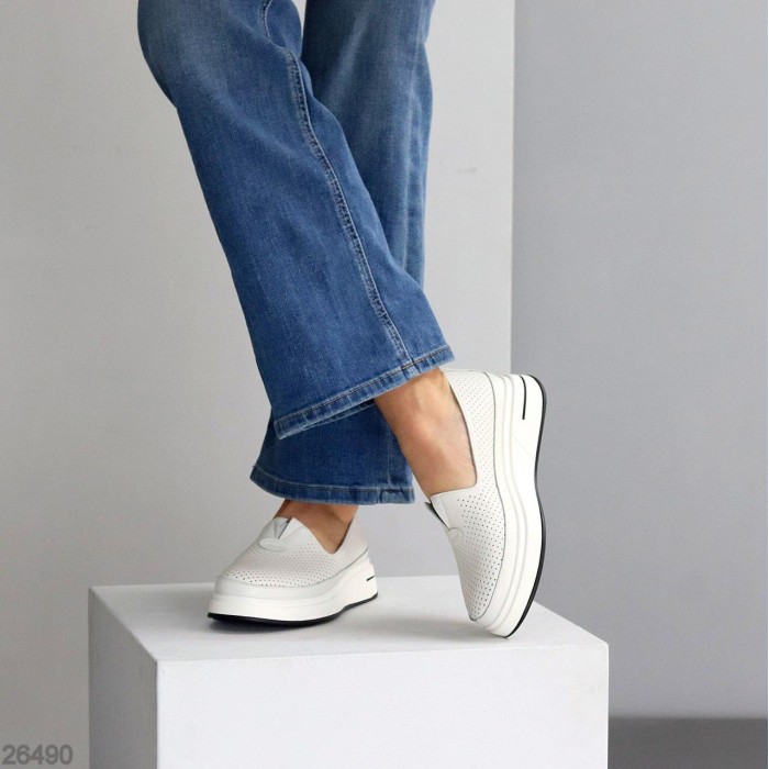 Мокасини жіночі натуральна шкіра білі 36,37,38,39,40,41р