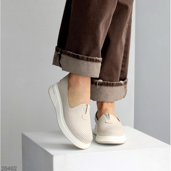 Мокасини жіночі натуральна шкіра беж 36,37,38,39,40,41р