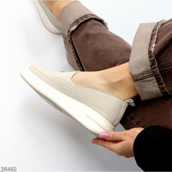 Мокасини жіночі натуральна шкіра беж 36,37,38,39,40,41р