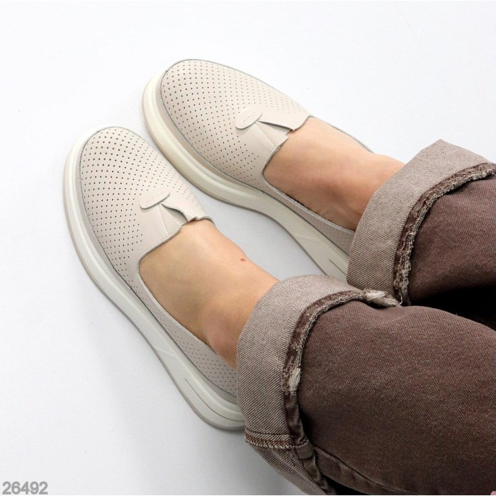 Мокасини жіночі натуральна шкіра беж 36,37,38,39,40,41р