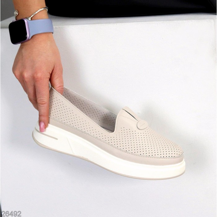 Мокасини жіночі натуральна шкіра беж 36,37,38,39,40,41р