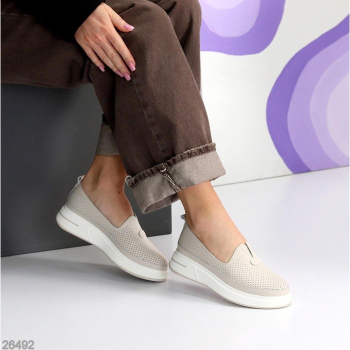 Мокасини жіночі натуральна шкіра беж 36,37,38,39,40,41р