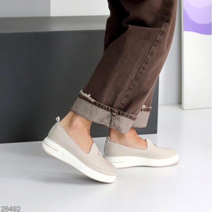 Мокасини жіночі натуральна шкіра беж 36,37,38,39,40,41р