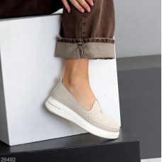 Мокасини жіночі натуральна шкіра беж 36,37,38,39,40,41р