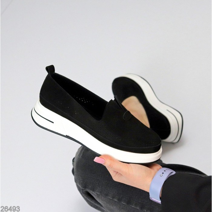 Мокасини жіночі натуральна замша чорні 36,37,38,39,40,41р