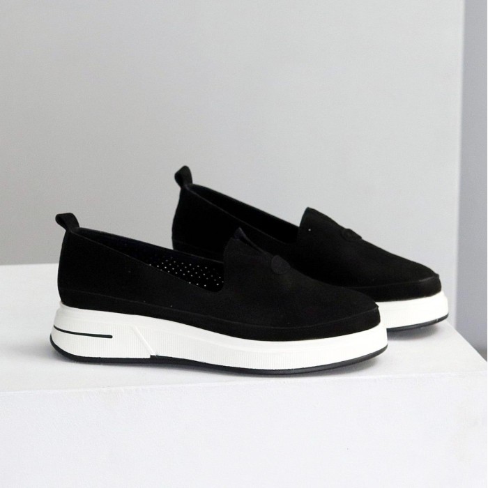 Мокасини жіночі натуральна замша чорні 36,37,38,39,40,41р