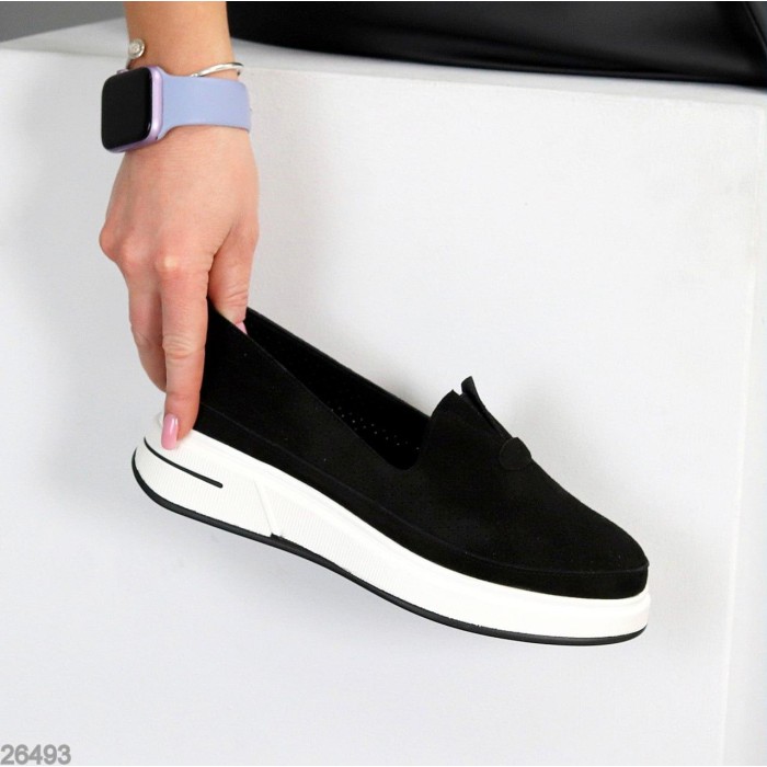 Мокасини жіночі натуральна замша чорні 36,37,38,39,40,41р