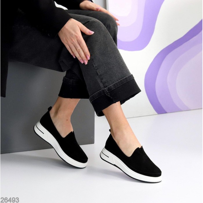 Мокасини жіночі натуральна замша чорні 36,37,38,39,40,41р